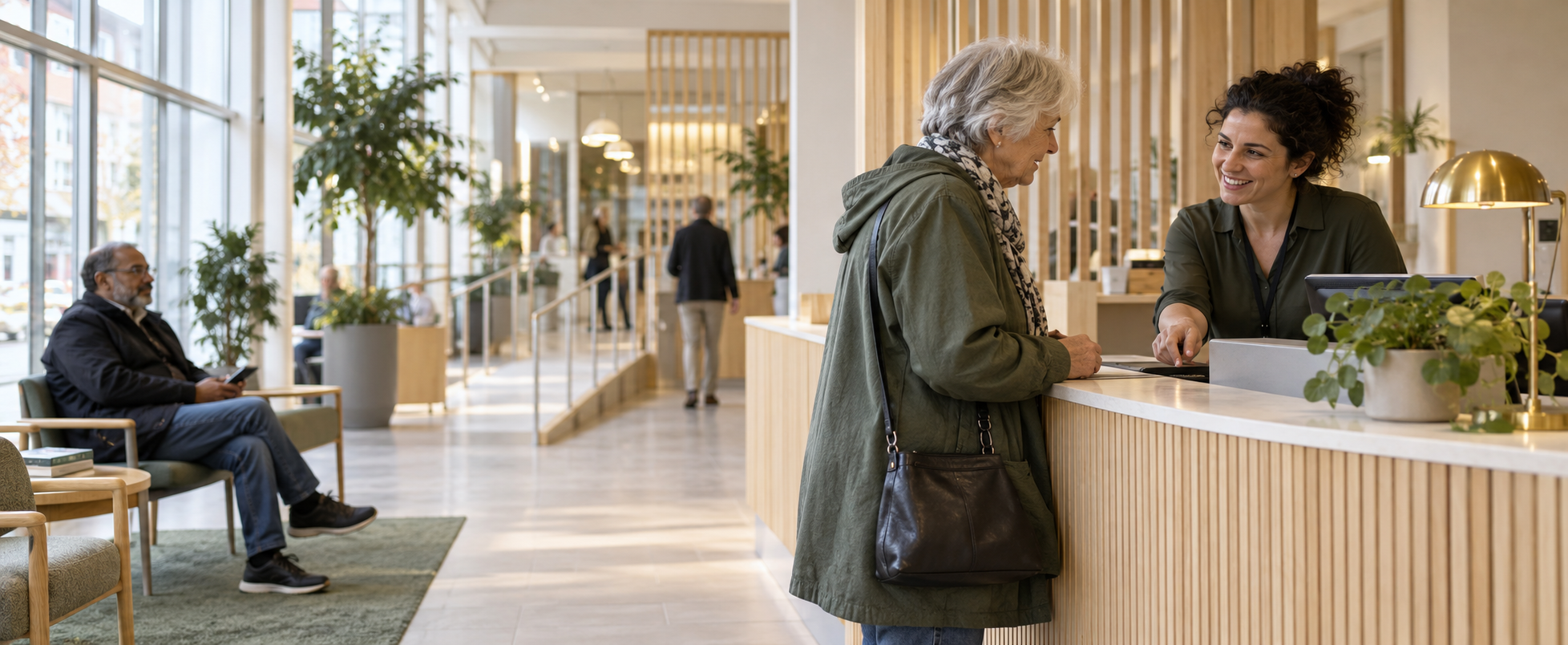 Medborgare får hjälp av en medarbetare i en offentlig servicemiljö